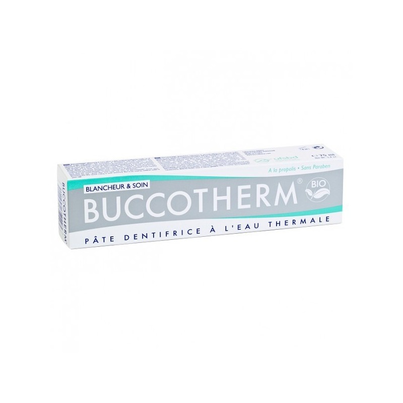BUCCOTHERM DENTIFRICE PATE BLANCHEUR & SOIN BIO GOUT MENTHE 75 ML NEW