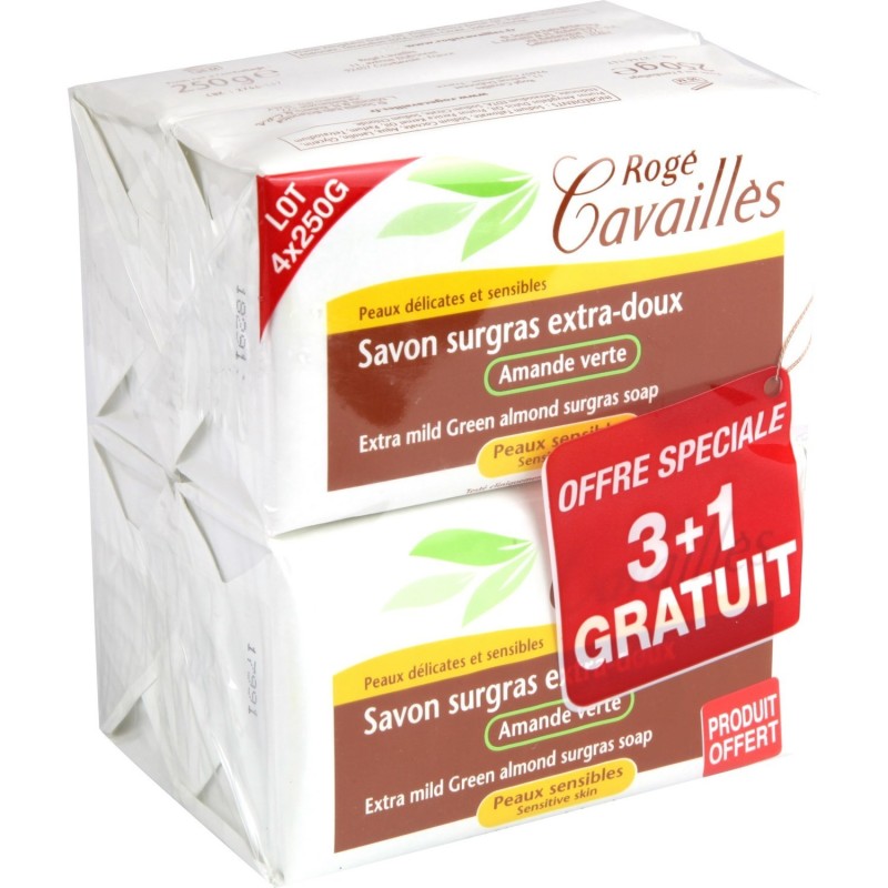 ROGE CAVAILLES SAVON SURGRAS AMANDE VERTE 3X250GR +1
